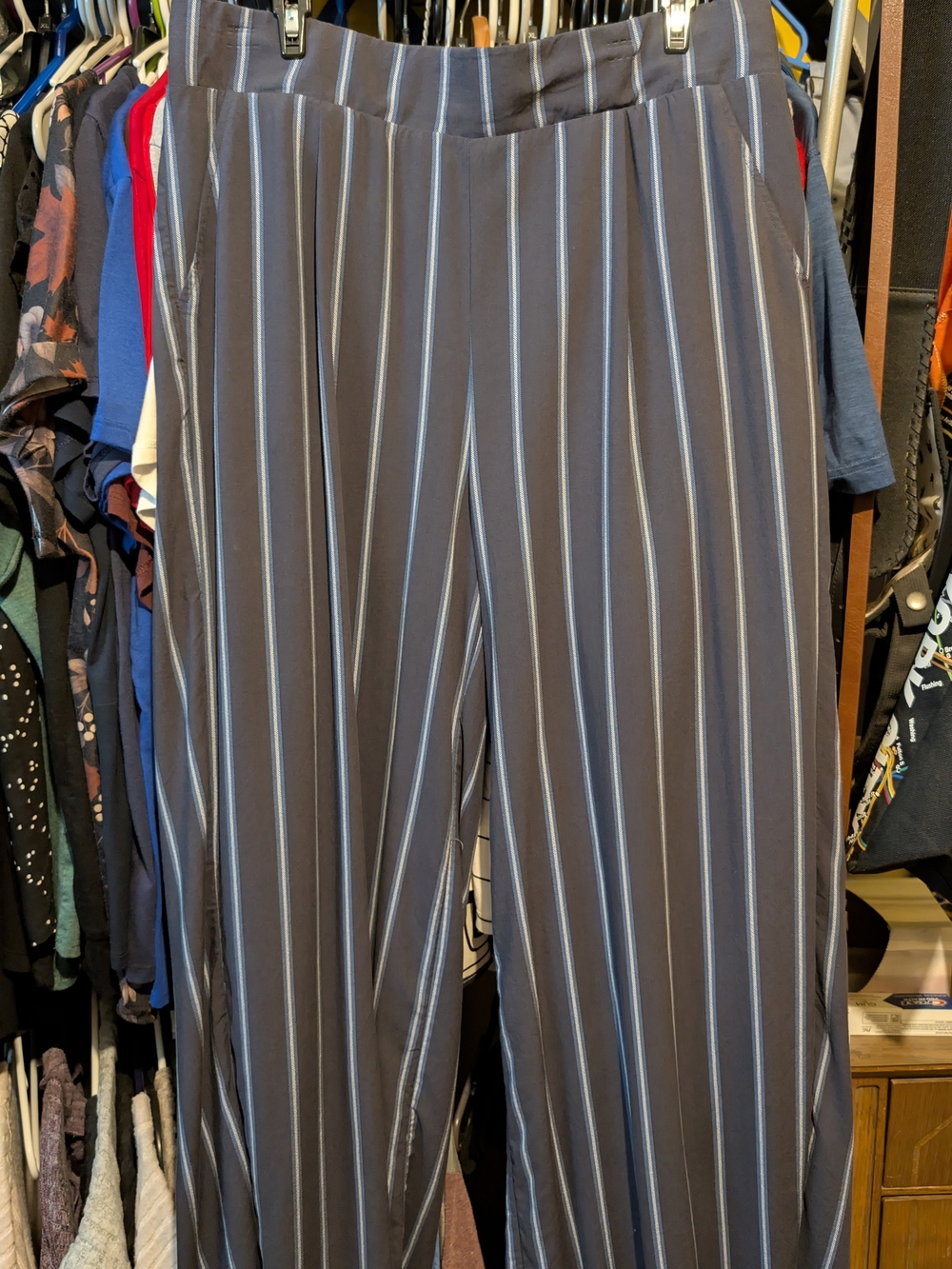 torrid Navy Vertical Stripe Wide-Leg Trousers